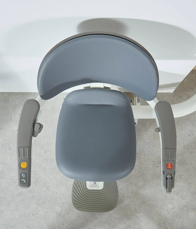 Flow X stair lift seats designed for stability, comfort, and ease of use. Available in different colours.
